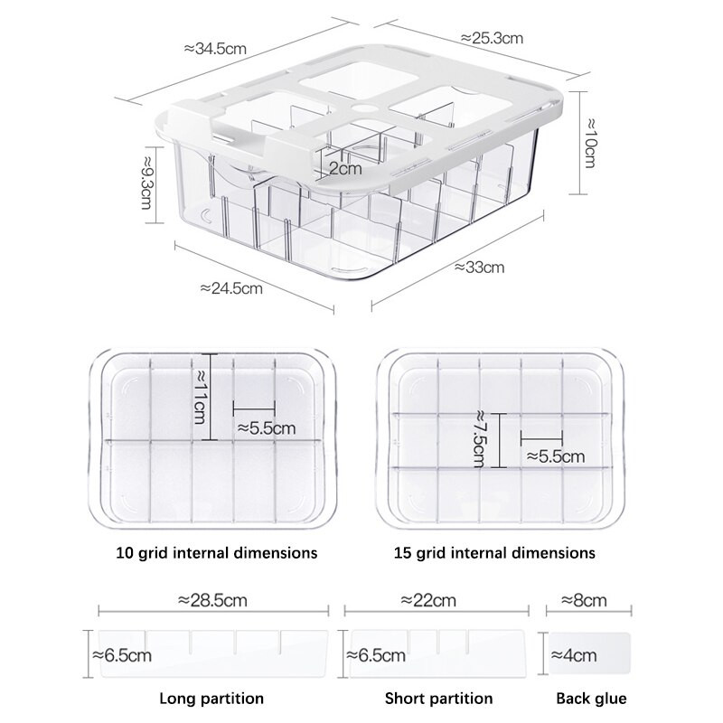 Akrilni organizatori za ladice Organizator za donje rublje Grudnjak Čarape Organizator Kutija za pohranu s rešetkom Organizacija police za ormar za spavaću sobu i skladištenje