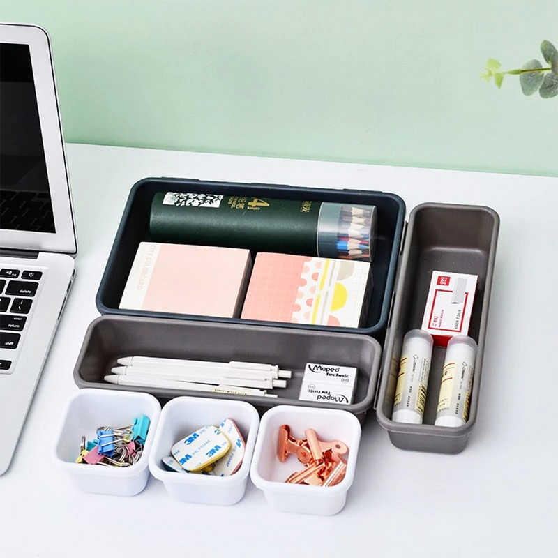 Kutija za organizatore s podijeljenim ladicama od 8 komada Plastična prilagodljiva višenamjenska ladica za pohranu za uredsku organizaciju kućne kupaonske šminke