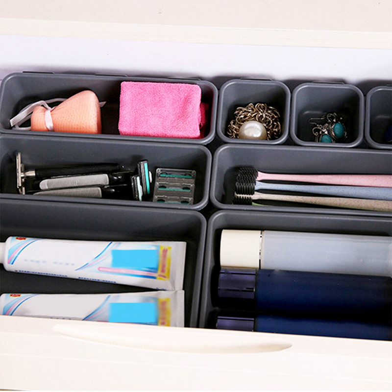 Kutija za organizatore s podijeljenim ladicama od 8 komada Plastična prilagodljiva višenamjenska ladica za pohranu za uredsku organizaciju kućne kupaonske šminke