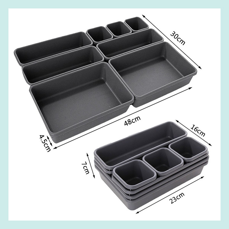 Kutija za organizatore s podijeljenim ladicama od 8 komada Plastična prilagodljiva višenamjenska ladica za pohranu za uredsku organizaciju kućne kupaonske šminke