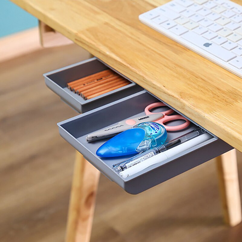 Samolepiaci zásobník na ceruzky, úložný priestor na stôl, organizér do zásuvky, krabica pod stôl, stojan, samolepiaci úložný priestor pod zásuvku na kancelárske potreby