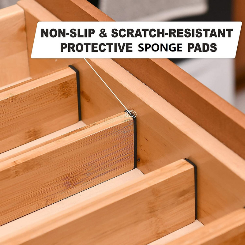 Pregrade za ladice od bambusa, organizator ladica, separator ladica, podesivi organizator ladica s oprugom