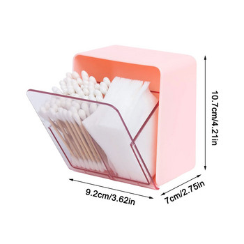 Контейнер за памучни тампони Прахоустойчива кутия за съхранение на козметика Калъф за органайзер за грим Инструмент за грим Държач за памучен тампон за спалня Баня