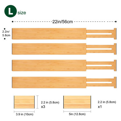 Priečky do zásuviek Bambusový organizér Systém zásuviek Úložné boxy na veci do komody Priečka do zásuviek Náradie Úložný priestor v kuchyni