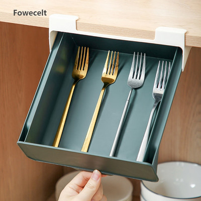 Fowecelt Органайзер за прибори Органайзер за чекмедже за кухненски прибори Кутия за разделяне Кутия за съхранение Лъжица Нож Вилица Пръчици за хранене Тава