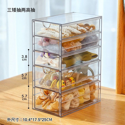 Zásuvka na úložný priestor na gumičky do vlasov, vlasové doplnky, úložná krabička na šperky, plastový stolný organizér na rúž, organizér na papiernictvo