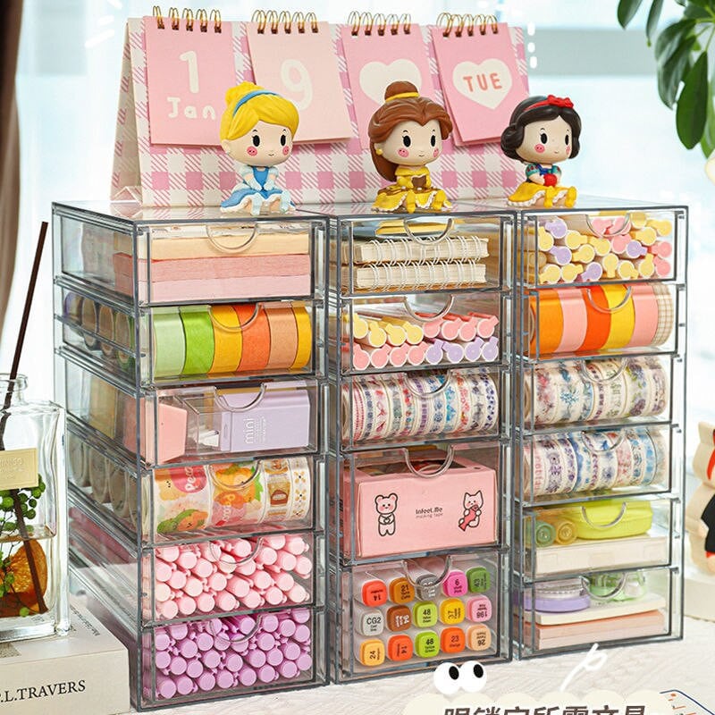 Zásuvka na úložný priestor na gumičky do vlasov, vlasové doplnky, úložná krabička na šperky, plastový stolný organizér na rúž, organizér na papiernictvo