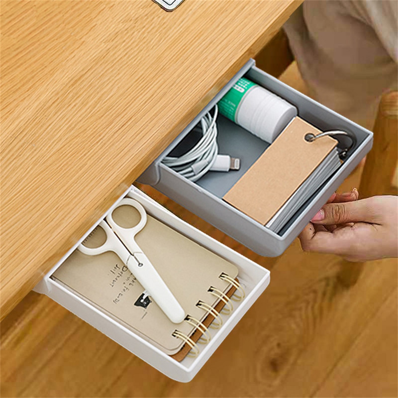 Lipni paslėpta laikymo dėžutė po stalu Makiažo tvarkytuvė po staliu laikymo stalčiais laikymo dėžutė Kanceliarinių prekių laikymo vieta
