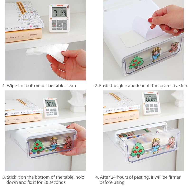 Organizator ispod ladica velikog kapaciteta, samoljepljiva iskačuća skrivena kutija za pohranu ispod stola, organizator uredskog pribora