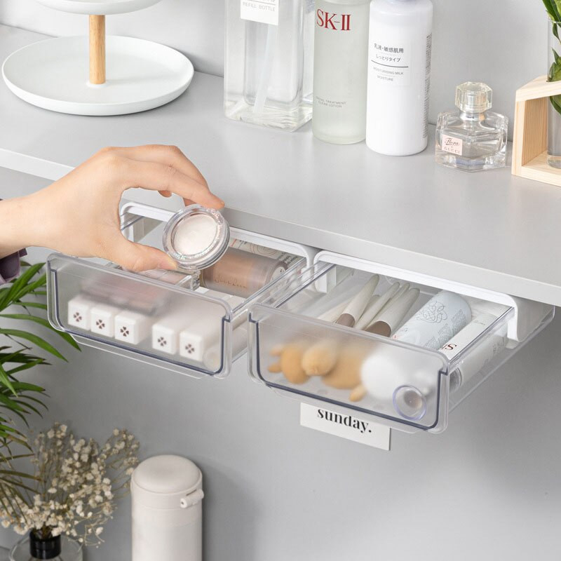 2 buc/lot sertare de depozitare sub birou, organizator pentru biroul de acasă, cutie de depozitare creativă pentru cosmetice, tavă de organizare ascunsă, instrument cadou pentru fete