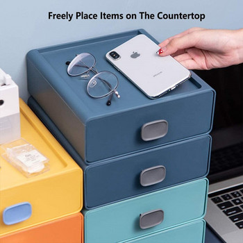 STOMMIHO Подреждащи се чекмеджета Кутия за съхранение Настолен органайзер Многофункционални пластмасови контейнери за съхранение за домакински офис