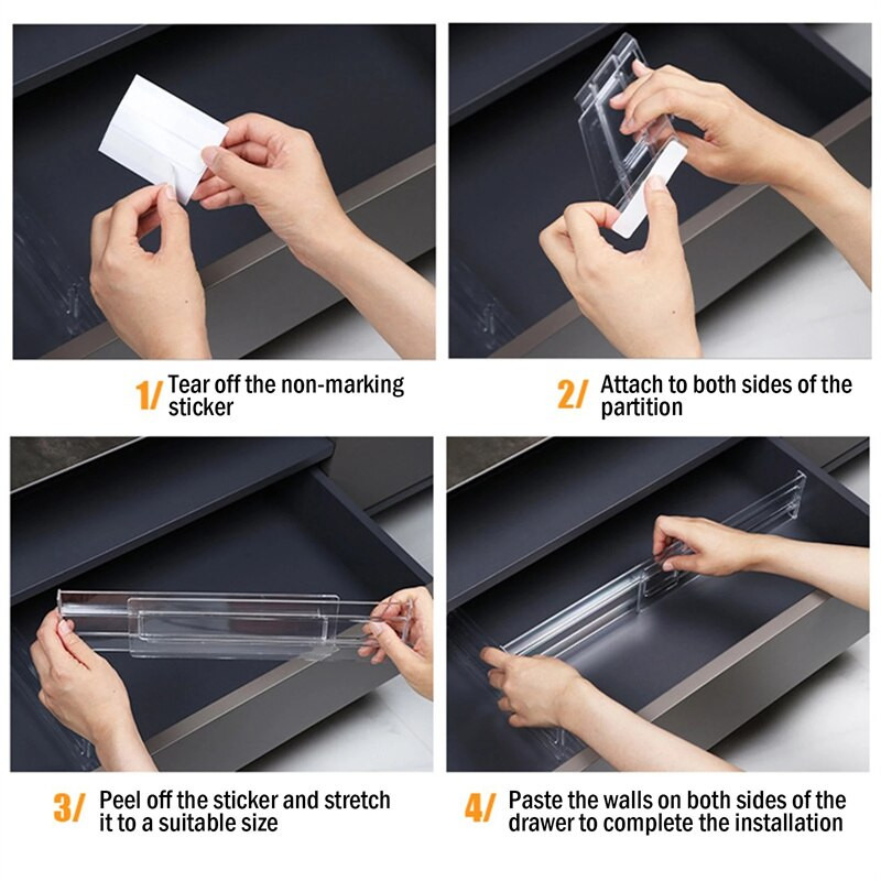Podesive pregrade za ladice Povlačna pregrada Držač za kozmetiku Komoda za donje rublje Čarape Skladištenje sitnica DIY Polica za kućno skladištenje