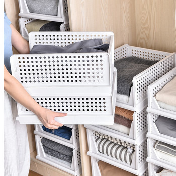 Гардероб с многослойно преградно чекмедже за съхранение Органайзер за съхранение на дрехи, който може да се подрежда една върху друга Кошница за съхранение на дрехи Органайзер за шкаф