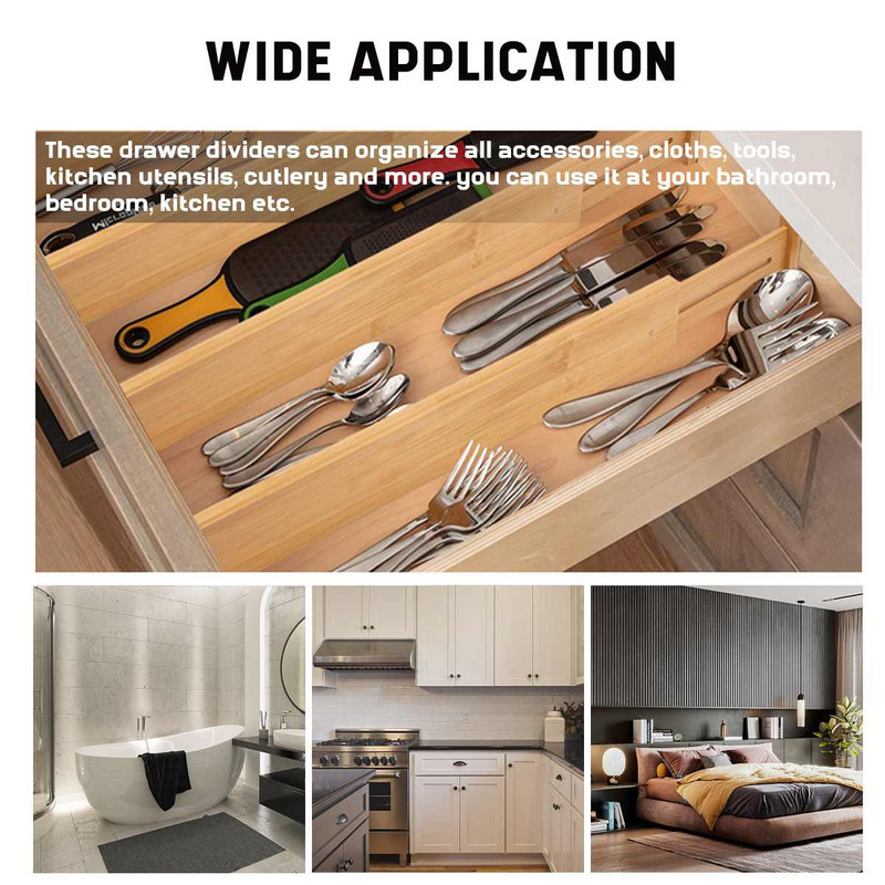 4 ks nastaviteľné bambusové deliace priečky do zásuviek, drevené deliace priečky organizérov, spálňa, detské nastaviteľné bambusové deliace priečky do zásuviek na spodnú bielizeň