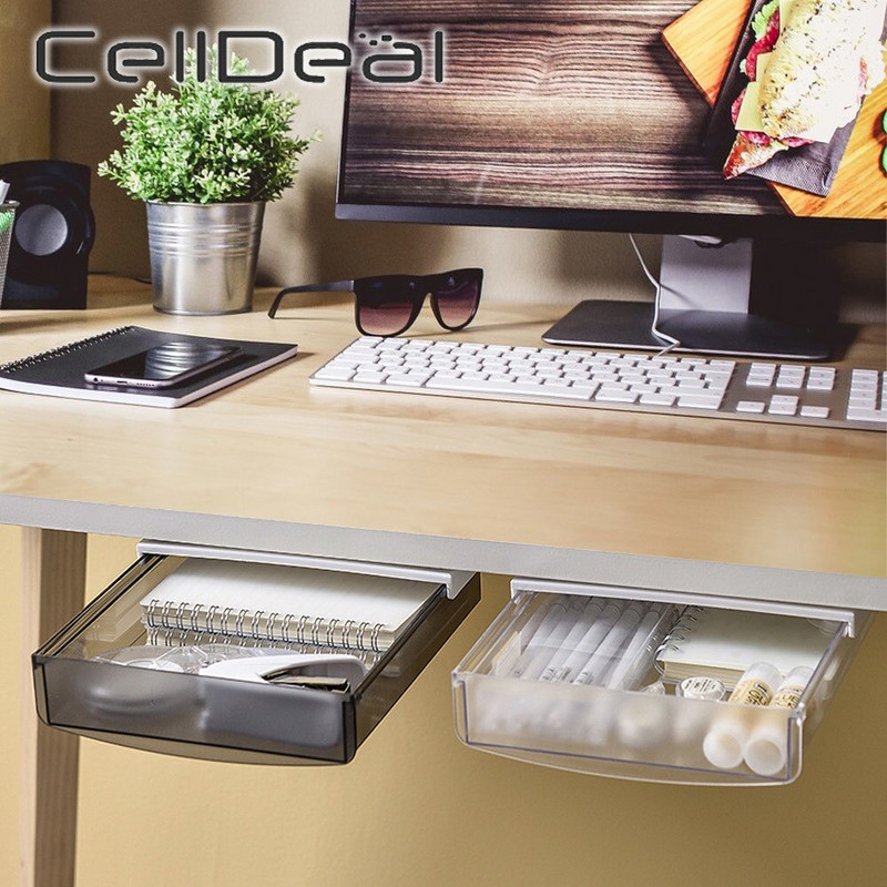 Úložný box pod stôl, samolepiaci zásuvkový držiak na perá, skrytý organizér na triedenie, kuchynský nôž, vidlička, úložný box na domáce potreby