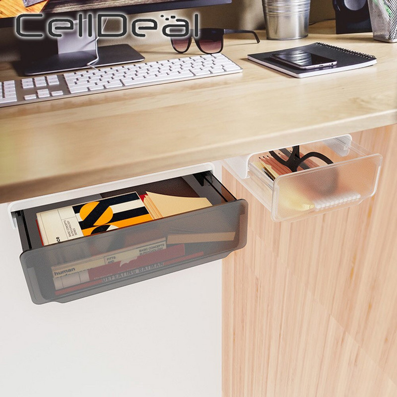 Úložný box pod stôl, samolepiaci zásuvkový držiak na perá, skrytý organizér na triedenie, kuchynský nôž, vidlička, úložný box na domáce potreby