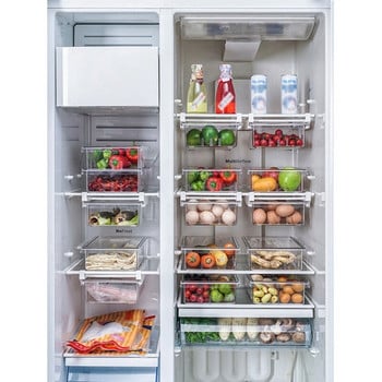 Прозрачно чекмедже за хладилник Кутия за съхранение Без решетка 4/8 Решетка Органайзер за храна Кухненска кутия за съхранение Контейнер