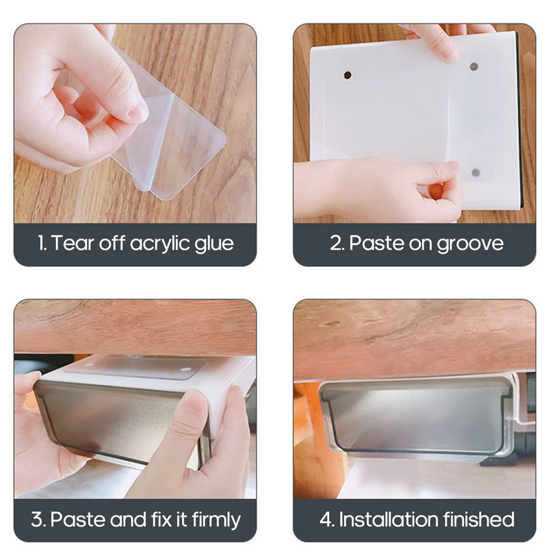 Neviditeľný organizér na papierenské potreby pod stolom, priestorovo úsporný úložný box na kancelárske potreby, kuchynské nože a vidličky