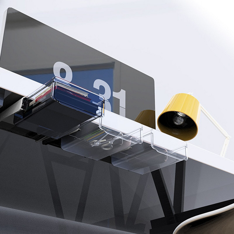 Neviditeľný organizér na papierenské potreby pod stolom, priestorovo úsporný úložný box na kancelárske potreby, kuchynské nože a vidličky