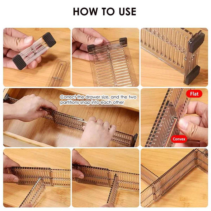 2 ks Sada rozdeľovačov zásuviek, nastaviteľná kombinácia kuchynskej úložnej skrinky, priečka na spodnú bielizeň, ponožky, drobnosti, líčenie
