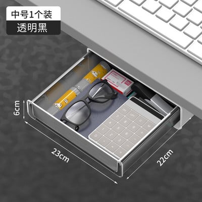 Priehľadný kancelársky úložný box pod stôl, skrytý organizér do zásuvky, držiak na kancelárske potreby, stojan na rôzne potreby