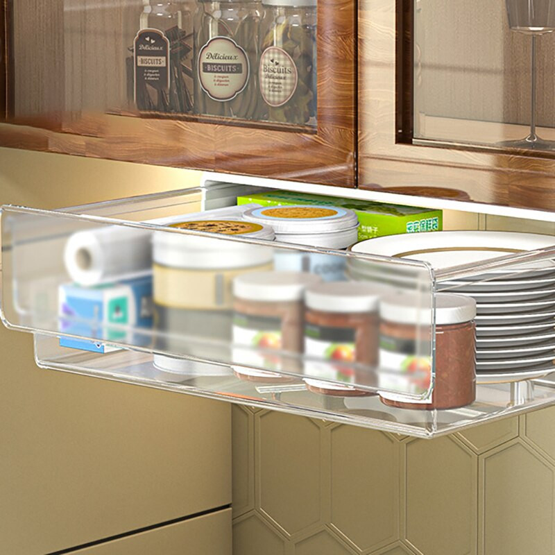 Priehľadný kancelársky úložný box pod stôl, skrytý organizér do zásuvky, držiak na kancelárske potreby, stojan na rôzne potreby