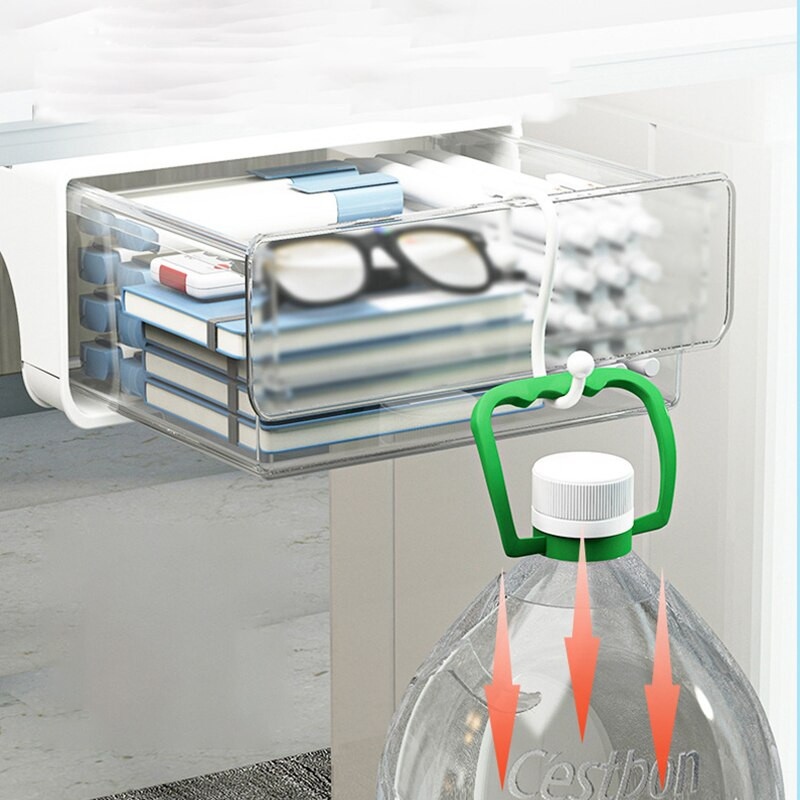 Priehľadný kancelársky úložný box pod stôl, skrytý organizér do zásuvky, držiak na kancelárske potreby, stojan na rôzne potreby