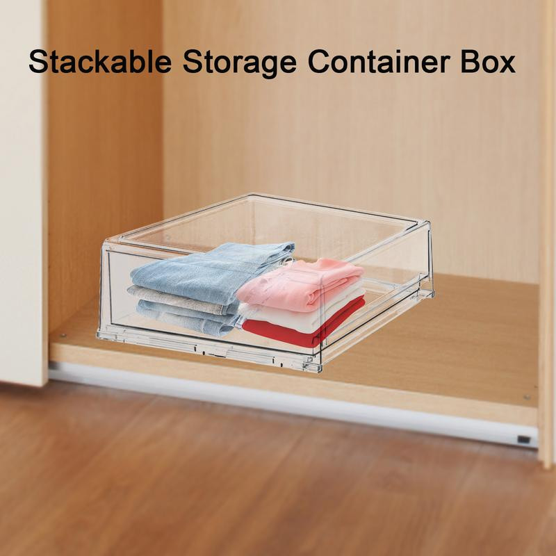 Stohovateľné úložné koše Priehľadná kontajnerová krabica s výsuvnou zásuvkou Stohovateľné priehľadné zásuvkové koše do spálne alebo predsiene