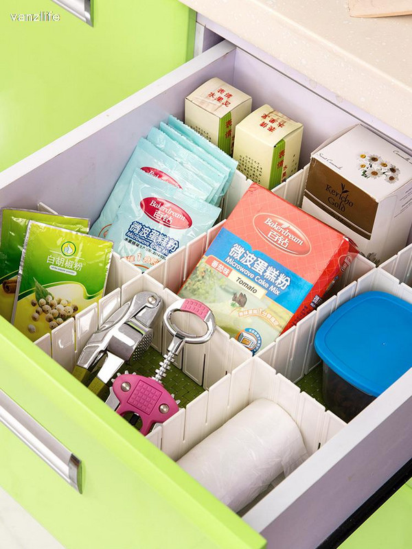 Kombinované úložné zásuvky Vanzlife zadarmo, deliace dosky, plastové oddeľovacie zásuvky, priečka, 5 ks/sada