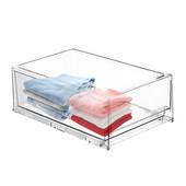 Stohovateľné úložné koše Priehľadná kontajnerová krabica s výsuvnou zásuvkou Stohovateľné priehľadné zásuvkové koše do spálne alebo predsiene