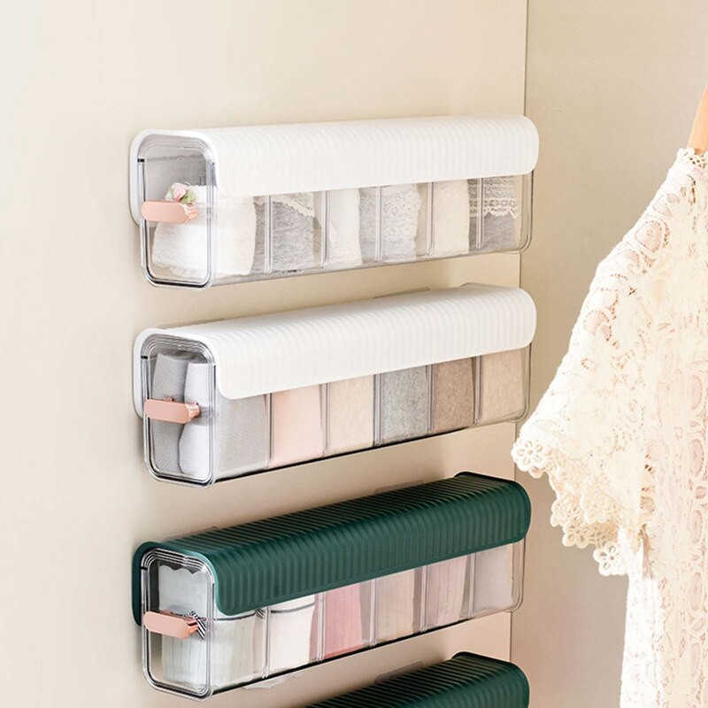 Kutija za pohranu donjeg rublja Zidne gaćice Organizator za čarape 6 ćelija Prozirni ormar Odvojiva kutija za pohranu