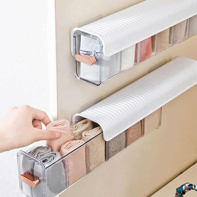 Kutija za pohranu donjeg rublja Zidne gaćice Organizator za čarape 6 ćelija Prozirni ormar Odvojiva kutija za pohranu