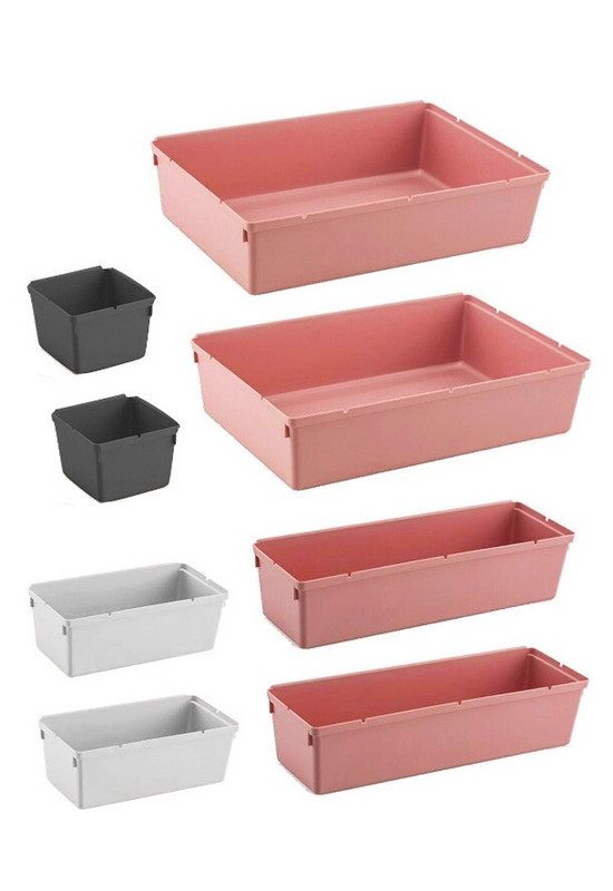 8 ks/sada nastaviteľných zásuviek, organizér na líčenie, kozmetiku, rôzne veci, delič do kuchynských zásuviek, oddeľovač do skrine, šperkovnica