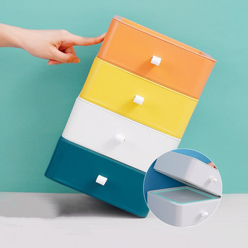 Настолна кутия за съхранение може да се наслагва върху поставка за козметика за червила Обикновена едноцветна чекмедже Тип офис кошница за съхранение на настолен компютър