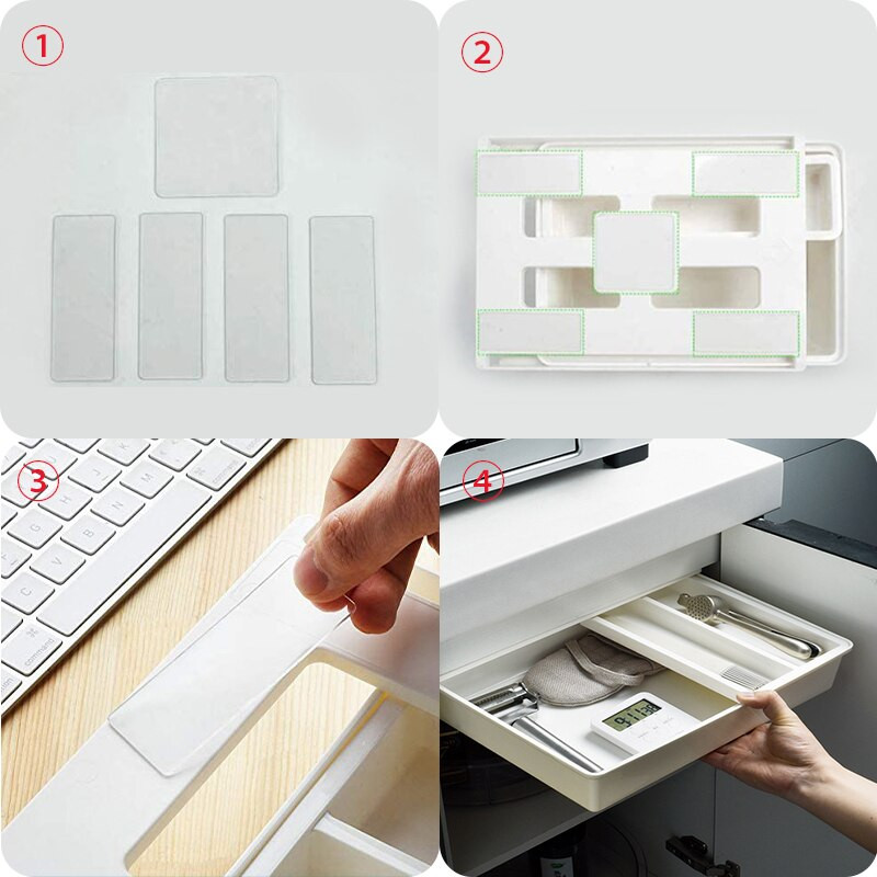Pen Organizator ascuns pentru machiaj Cutie autoadeziva Sertar Papetarie Birou Scoala Self Box Tava sub suport creion Stick de depozitare