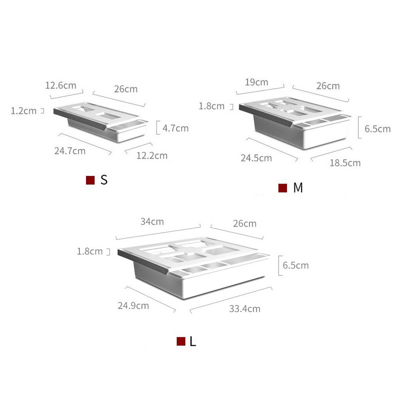 Pen Organizator ascuns pentru machiaj Cutie autoadeziva Sertar Papetarie Birou Scoala Self Box Tava sub suport creion Stick de depozitare