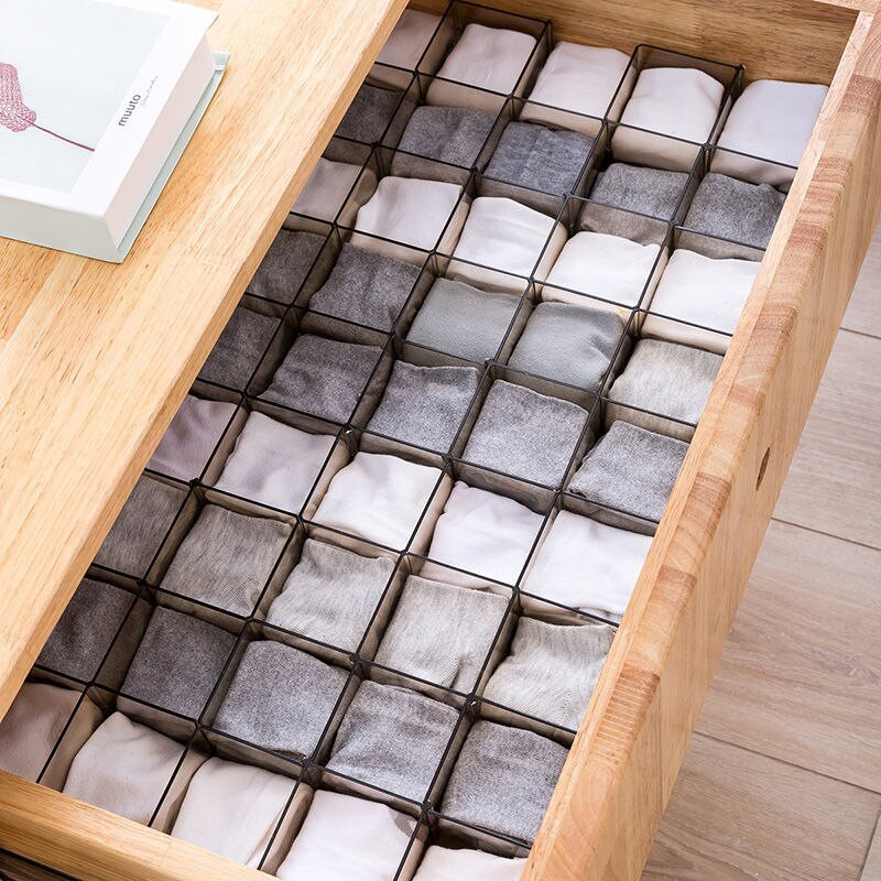 Úložný deliaci box Hive, organizér do zásuviek, modré kontajnery, oddeľovač skriniek, malé veci, stohovateľné na kozmetiku, ponožky, spodnú bielizeň