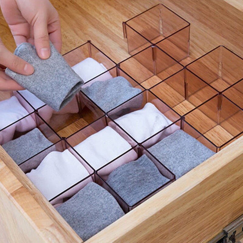 Úložný deliaci box Hive, organizér do zásuviek, modré kontajnery, oddeľovač skriniek, malé veci, stohovateľné na kozmetiku, ponožky, spodnú bielizeň