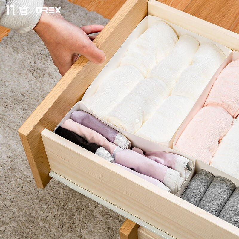 Kartónová krabica, úľ, zásuvkový organizér, stôl so zásuvkami, skriňa, úložný priestor na príbory, kuchynská kozmetika, šatník, nočné stolíky, potreby