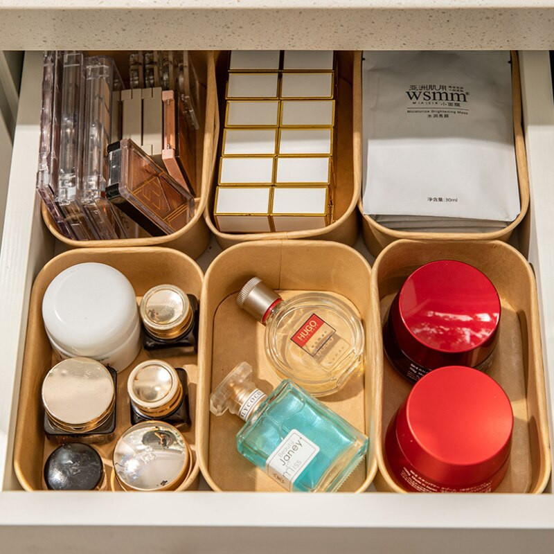 Organizatori ladica Kutija za kućansku upotrebu Kraft papir Stol Ormarić Razvrstavanje šminke Pohranjivanje Organizeur De Rangement Organizator šminke