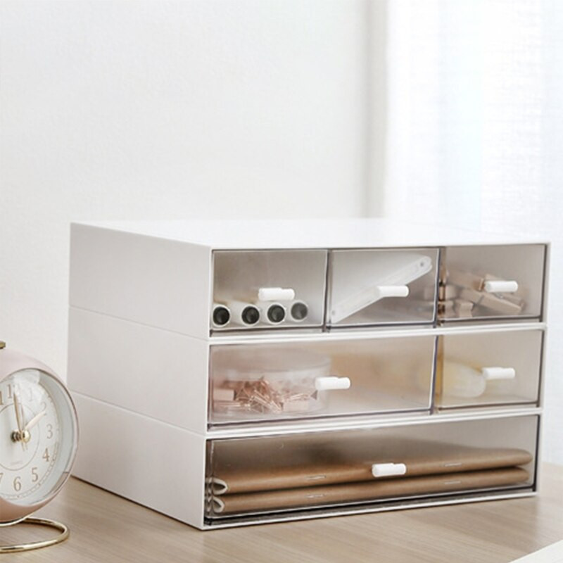 Stolný úložný organizér, peračník, držiak na poznámky, krabica, kontajner na kancelárske potreby, toaletný stolík, biely