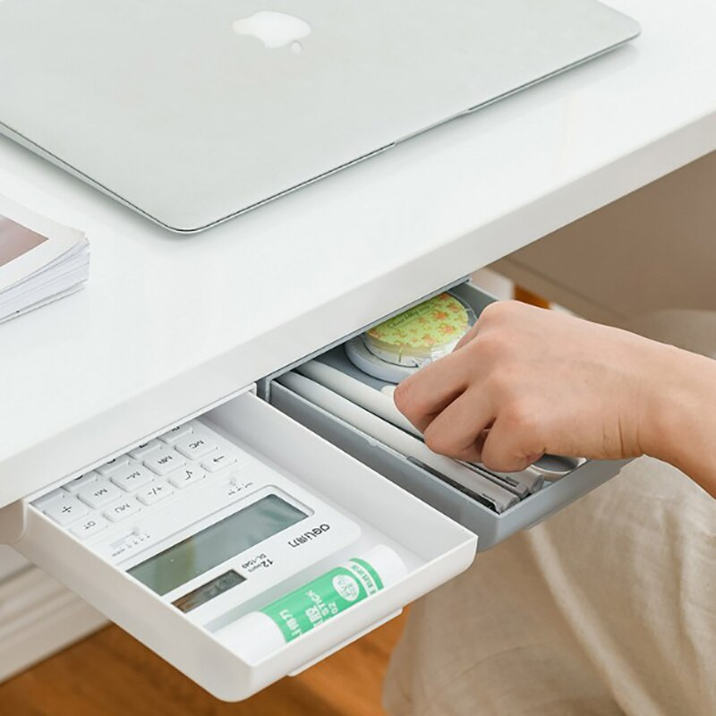 Samolepiaci plastový zásobník pod stôl, skrytý zásobník na ceruzky, organizér na stolové veci, úložný priestor, držiak zásuvky, puzdro 22,3 x 13,5 x 3,5 cm