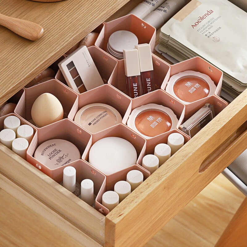 Szekrényelválasztók Műanyag válaszfal Méhsejt alakú fiókrendező 8db kisruházathoz és kozmetikai osztályozáshoz Clapdeszka