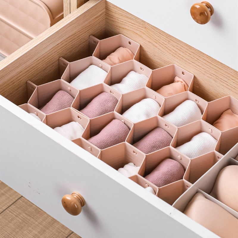 Szekrényelválasztók Műanyag válaszfal Méhsejt alakú fiókrendező 8db kisruházathoz és kozmetikai osztályozáshoz Clapdeszka