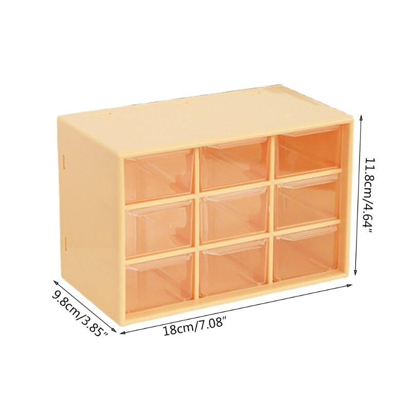 9 režģi darbvirsmas glabāšanas kastīte rotaslietu atvilktņu organizators, plastmasas kosmētikas trauks