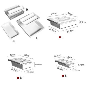 Плъзгащо се чекмедже за бюро Скрит органайзер за работен плот Самозалепващ стационарен контейнер за съхранение за домашен офис Училище S/M/L