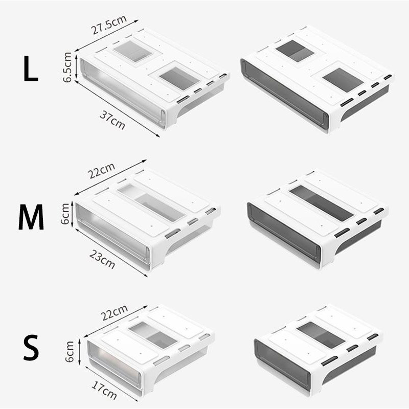 Cutie ascunsă pentru sertar sub birou Suport de depozitare din plastic pentru bucătărie, Organizator de birou, stilou, cutie de papetărie, cutie de depozitare, sertare de depozitare