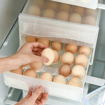 60 Grids Egg Storage Storage Box Διπλή στρώση Διαφανές Συρτάρι Τύπος Διαφανές Δοχείο αυγών για Ψυγείο Τακτοποίηση Κουζίνας