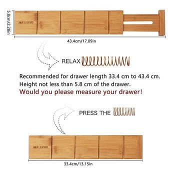 4 τεμάχια Bamboo Drawer Dividers Organizer με 6 Extra Mini Dividers Spring Loaded για κουζίνα, υπνοδωμάτιο, μπάνιο και γραφείο