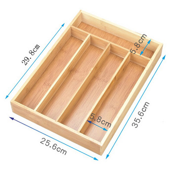 Бамбукова тава за прибори 5 решетка Кухненска кутия за съхранение Неприбиращи се кутии за съхранение на прибори Домакински бижута Инструменти Органайзер за чекмеджета